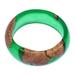 Chic Green,'Handcrafted Apricot Wood and Resin Band Ring in Green'