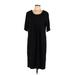 Nina Leonard Casual Dress - Shift Scoop Neck Short sleeves: Black Print Dresses - Women's Size Large