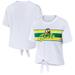 Women's WEAR by Erin Andrews White Oregon Ducks Striped Front Knot Cropped T-Shirt