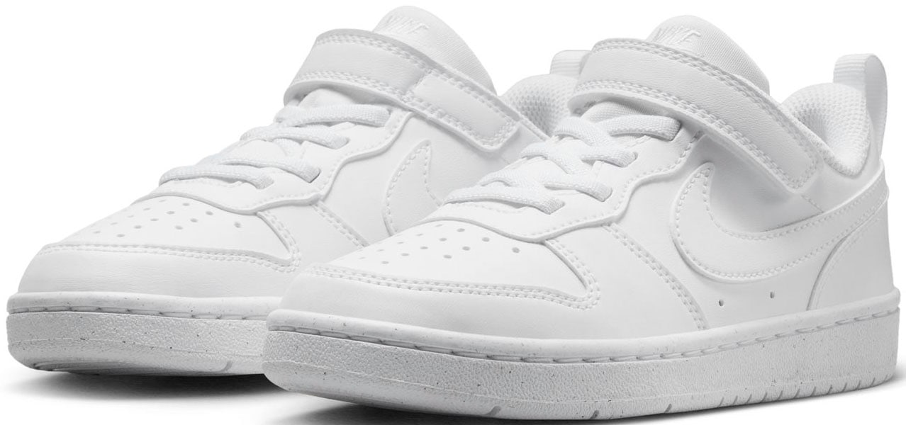Sneaker NIKE SPORTSWEAR "COURT BOROUGH LOW RECRAFT (PS)", Mädchen, Gr. 28, weiß (weiß, weiß), Synthetik, Textil, Schuhe Sneaker, Design auf den Spuren des Air Force 1