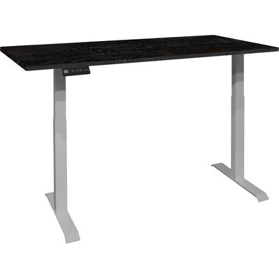 Schreibtisch MÄUSBACHER "Big System Office", silber (silber, flamed wood schwarz, silber, flamed wood schwarz), B:120cm, Tische, Breite 120 cm, elektrisch höhenverstellbar Image