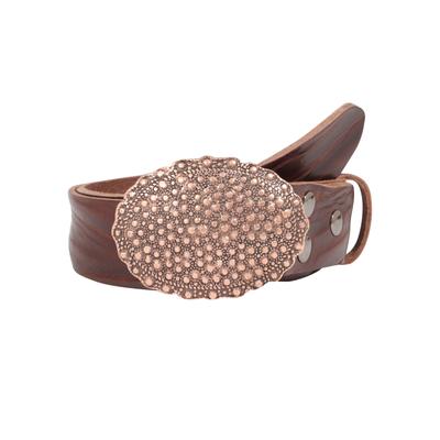 Ledergürtel, Damen, Gr. 95, braun (dunkelbraun), Leder, RETTUNGSRING BY SHOWROOM 019, unifarben, casual,modisch, Gürtel, mit austauschbarer Schließe »Oval Nieten Kupfer« Image
