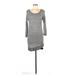 Express Casual Dress Scoop Neck 3/4 sleeves: Gray Print Dresses - Women's Size Medium