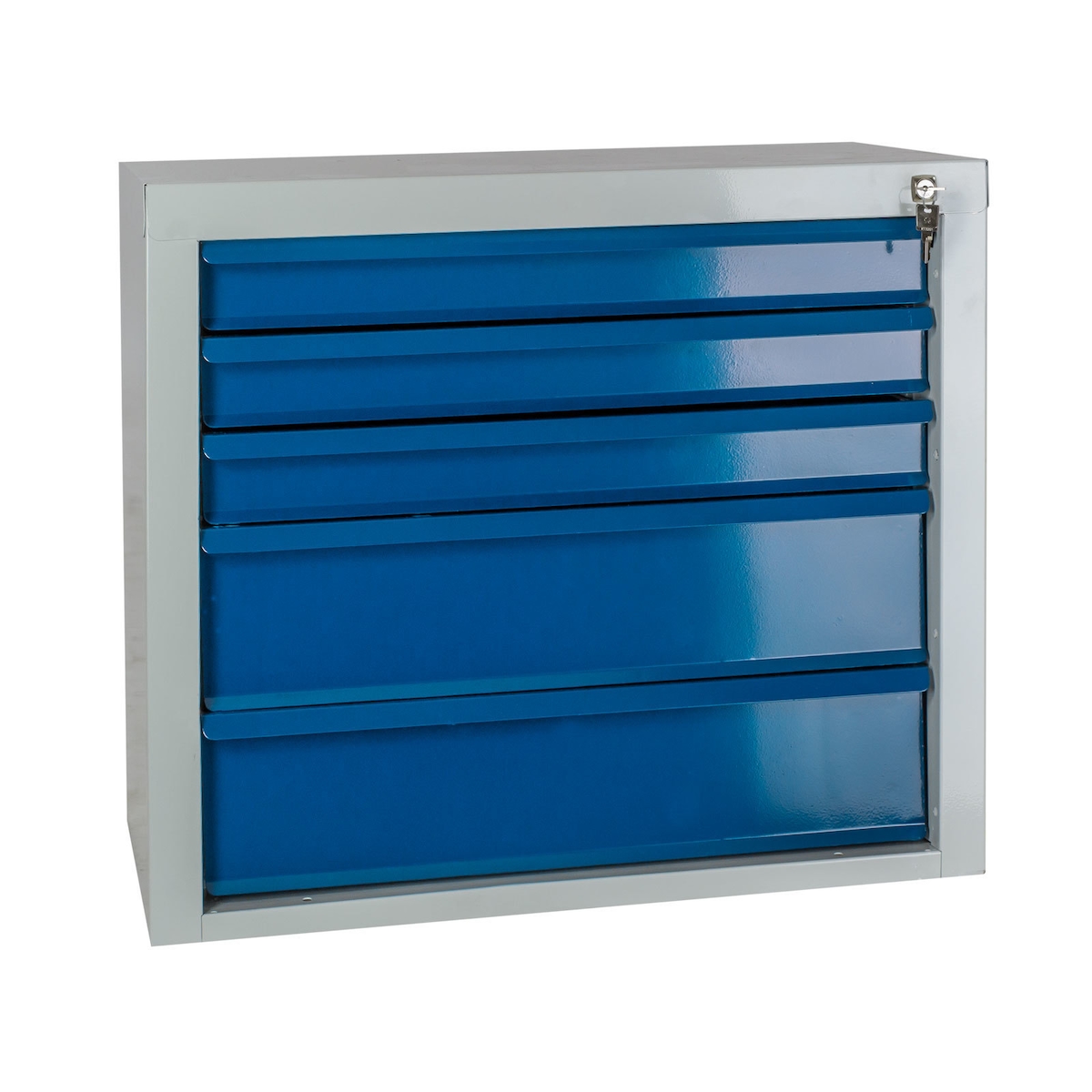 PROREGAL Schubladenschrank Kobra mit 5 Schubladen | HxBxT 60x70x43,5cm | Lichtgrau/Blau Image