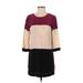 Club Monaco Casual Dress - Mini Crew Neck Short sleeves: Burgundy Color Block Dresses - Women's Size 4