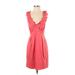 BCBGMAXAZRIA Casual Dress - Party Plunge Sleeveless: Pink Print Dresses - Women's Size 4