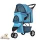 PJDDP 3 Wheels Pet Stroller with Storage Basket for Medium Small Dogs Cats, Jogger Cat Dog Cage, Travel Folding Carrier Stroller,Blue dots