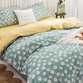 Cotton Floral Duvet Cover Sets Twin Garden Style Daisy Flower Bedding Sets Green Yellow Floral Comforter Cover Reversible 3 Pcs Botanical Flower Leaf Bedding Set 1 Duvet Cover with 2 Pillowcases