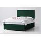 PLUSH VELVET DIVAN BED WITH MEMORY ORTHOPAEDIC MATTRESS AND PLAIN HEADBOARD (GREEN, 5FT 0 DRAWERS)