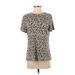 Blooming Jelly Short Sleeve T-Shirt: Tan Animal Print Tops - Women's Size Small