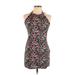 Brandy Blu Casual Dress - Bodycon Crew Neck Sleeveless: Green Floral Dresses - Women's Size Large