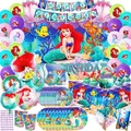 Disney Little Mermaid Birthday Party Decorations Princess Ariel Theme Cup Plate Balloon For Kids