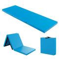 Costway 6 x 2 FT Tri-Fold Gym Mat with Handles and Removable Zippered Cover-Blue