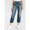 Boyfriend-Jeans HERRLICHER "Jeans Pitch HI Tap Organic Denim" Gr. 27, N-Gr, blau (mariana blue) Damen Jeans Boyfriend