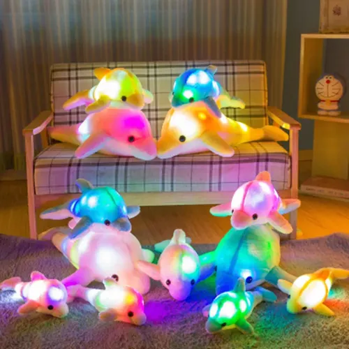 1pc 32cm Nette Kreative Leucht Plüsch Spielzeug Delphin Puppe Glowing LED Licht Tier Spielzeug Bunte