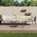 Buyweek 5 Piece Patio Lounge Set with Cushions Gray Poly Rattan