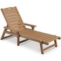 Efurden Chaise Lounge Lounge Chair with Adjustable Backrest for Poolside Porch Patio 350Lbs Load(Brown)