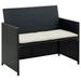 Buyweek 2 Seater Patio Sofa with Cushions Black Poly Rattan