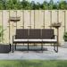 Buyweek 3-Seater Patio Bench with Cushions Brown PP Rattan