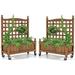 Set Of 2 Mobile Plant Raised Bed Wood Planter With Lattice Trellis And Wheels Flower Box For Plant Climbing Vertical Garden For Balcony Patio Yard 25 X 11 X 32.5