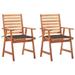 Buyweek Patio Dining Chairs 2 pcs with Cushions Solid Acacia Wood