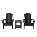 3 Piece Outdoor Patio All-Weather Plastic Wood Adirondack Bistro Set 2 Adirondack chairs and 1 small side end table set for Deck Backyards Garden Lawns Poolside and Beaches Black 00391