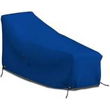 Patio Chaise Lounge Cover 18 Oz Waterproof - 100% Weather Resistant Outdoor Chaise Cover PVC Coated With Air Pockets And Drawstring For Snug Fit (66W X 28D X 30H Blue)