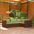 Buyweek 4 Piece Patio Lounge Set with Cushions Poly Rattan Brown