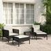 Buyweek 5 Piece Patio Lounge Set with Cushions Black Poly Rattan