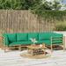Buyweek 6 Piece Patio Lounge Set with Green Cushions Bamboo