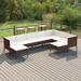 Buyweek 9 Piece Patio Lounge Set with Cushions Poly Rattan Brown