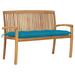 Buyweek Stacking Patio Bench with Cushion 50.6 Solid Teak Wood