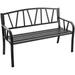 Garden Bench for Outside 50 Inch - Outdoor Bench with Rustproof Metal Frame Patio Metal Bench with Backrest Armrests and Slatted Seat for Park Porch Backyard 660 lbs Max Load Black