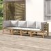 Buyweek 4 Piece Patio Lounge Set with Light Gray Cushions Bamboo