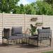 Buyweek 5 Piece Patio Lounge Set with Cushions Anthracite Poly Rattan