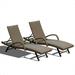 Outdoor PE Wicker Chaise Lounge with Armrest- Set of 2 Patio Reclining Chair Furniture Set Beach Pool Adjustable Backrest Recliners Padded with Quick Dry Foam ( Brown 2 Lounge Chairs) 09912