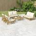 Buyweek 5 Piece Patio Lounge Set with Cream White Cushions Bamboo