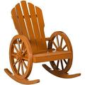Adirondack Rocking Chair With Slatted Design And Oversize Back For Porch Poolside Or Garden Lounging Teak