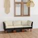 Buyweek 3-Seater Patio Sofa with Cushions Black Poly Rattan
