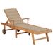 Buyweek Sun Lounger with Beige Cushion Solid Teak Wood