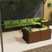 Buyweek 9 Piece Patio Lounge Set with Cushions Brown Poly Rattan