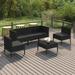 Buyweek 6 Piece Patio Lounge Set with Cushions Poly Rattan Black