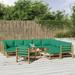 Buyweek 12 Piece Patio Lounge Set with Green Cushions Bamboo