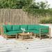 Buyweek 8 Piece Patio Lounge Set with Green Cushions Bamboo