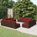 Buyweek 12 Piece Patio Lounge Set with Cushions Poly Rattan Brown