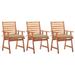 Buyweek Patio Dining Chairs 3 pcs with Cushions Solid Acacia Wood