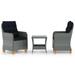 Buyweek 3 Piece Patio Lounge Set with Cushions Poly Rattan Light Gray