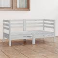 Buyweek Patio 2-Seater Sofa White Solid Wood Pine