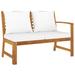 Buyweek Patio Bench 45.1 with Cream Cushion Solid Acacia Wood
