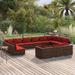 Buyweek 13 Piece Patio Lounge Set with Cushions Brown Poly Rattan